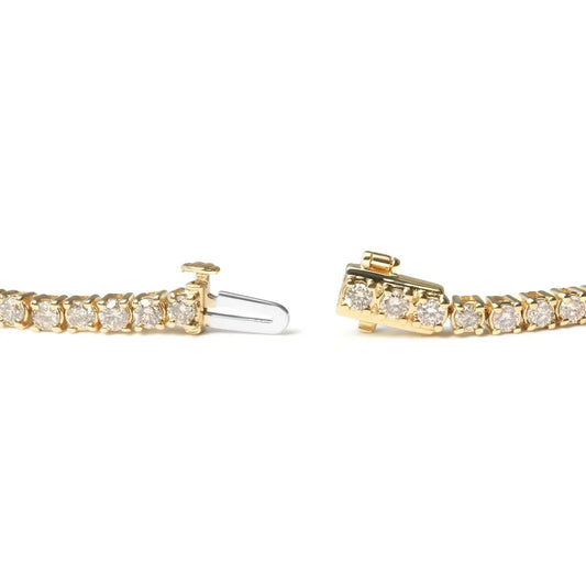 14K Yellow Gold 6.0 Cttw Classic 4 Prong Set Round Brilliant Cut Diamond Tennis Bracelet (K-L Color, VS2-SI1 Clarity) - 7.25" - Bijoux-NYC Direct