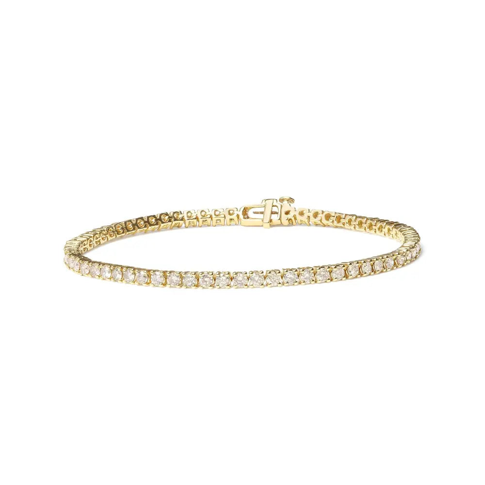 14K Yellow Gold 6.0 Cttw Classic 4 Prong Set Round Brilliant Cut Diamond Tennis Bracelet (K-L Color, VS2-SI1 Clarity) - 7.25" - Bijoux-NYC Direct