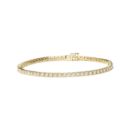 14K Yellow Gold 6.0 Cttw Classic 4 Prong Set Round Brilliant Cut Diamond Tennis Bracelet (K-L Color, VS2-SI1 Clarity) - 7.25" - Bijoux-NYC Direct