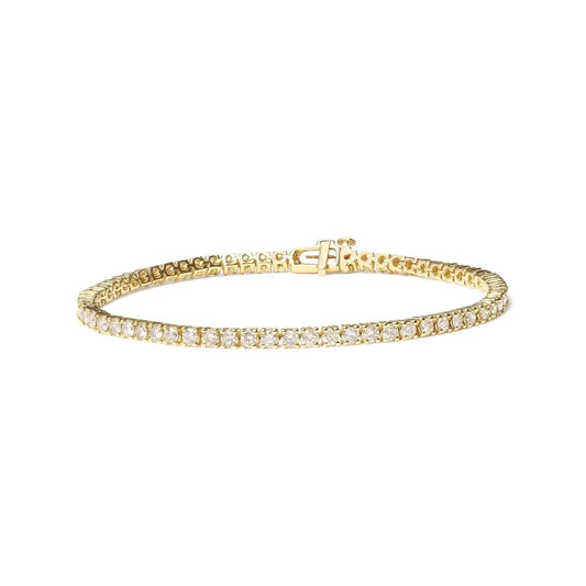 14K Yellow Gold 6.0 Cttw Classic 4 Prong Set Round Brilliant Cut Diamond Tennis Bracelet (K-L Color, VS2-SI1 Clarity) - 7.25" - Bijoux-NYC Direct