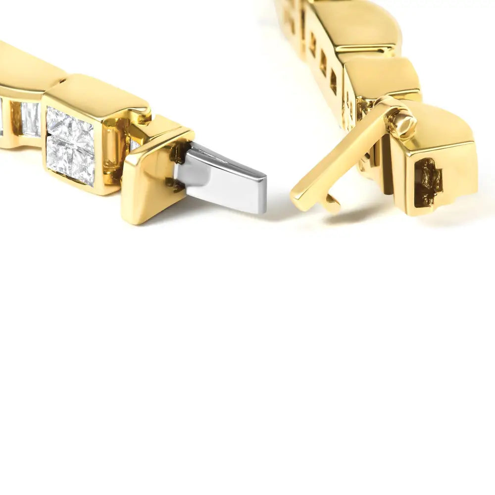 14k yellow gold 7.0 cttw baguette and princess diamond wave bracelet 7 bijoux-nyc direct