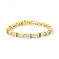 14k yellow gold 7.0 cttw baguette and princess diamond wave bracelet 7 bijoux-nyc direct