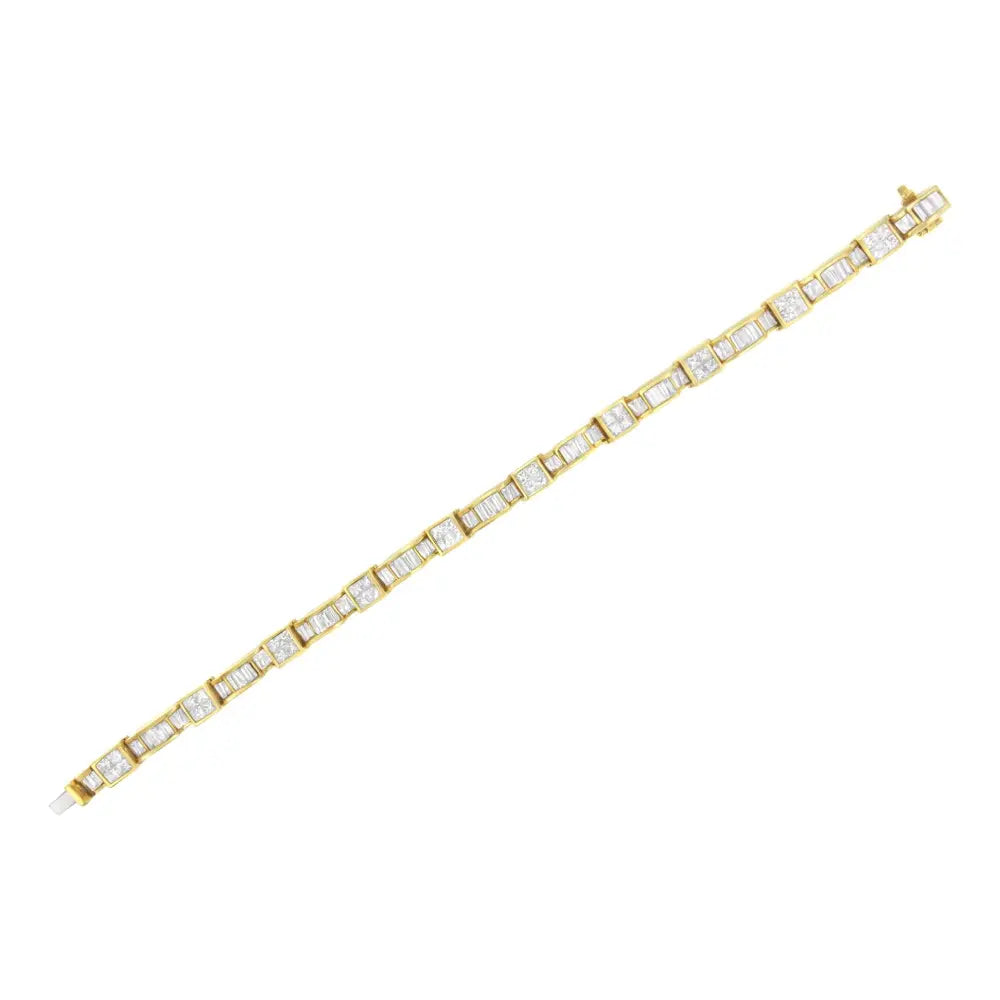14k yellow gold 7.0 cttw baguette and princess diamond wave bracelet 7 bijoux-nyc direct