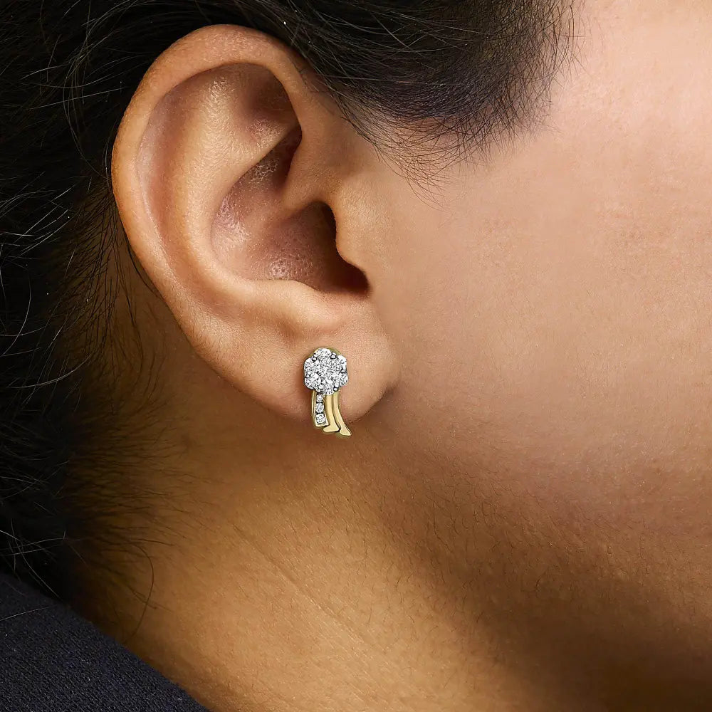 14K Yellow Gold 7/8 cttw Round Cut Diamond Earrings (I-J, SI1-SI2) - Bijoux-NYC Direct
