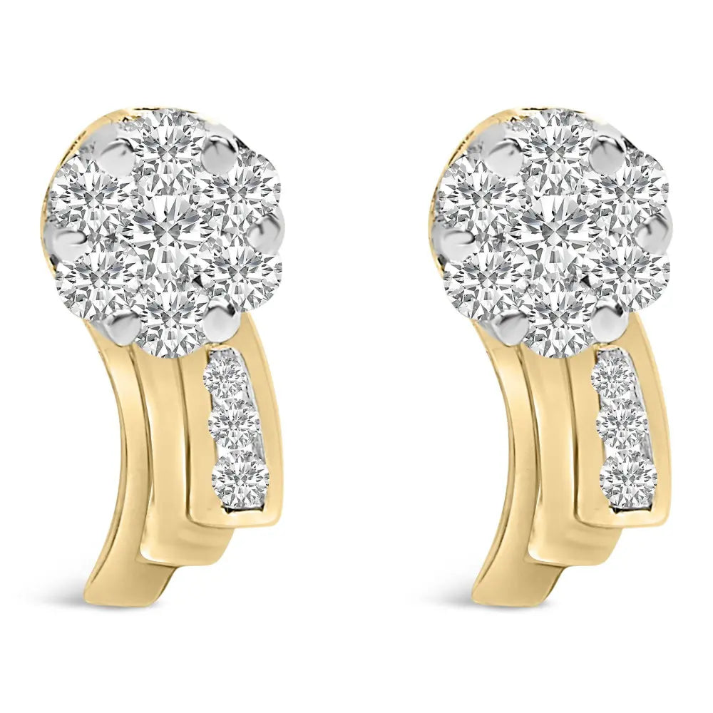 14K Yellow Gold 7/8 cttw Round Cut Diamond Earrings (I-J, SI1-SI2) - Bijoux-NYC Direct