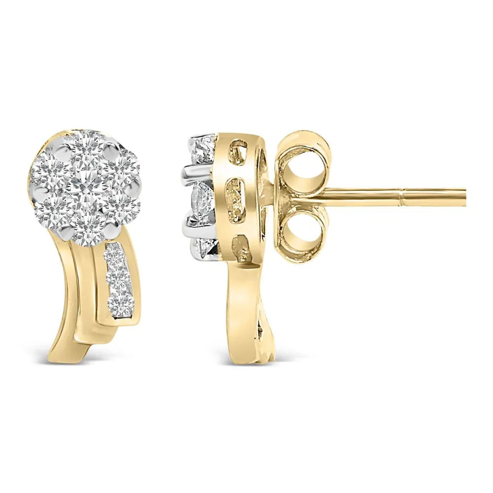 14K Yellow Gold 7/8 cttw Round Cut Diamond Earrings (I-J, SI1-SI2) - Bijoux-NYC Direct