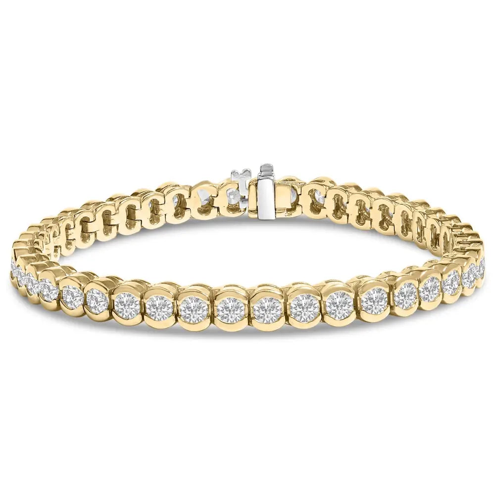 8.00 cttw diamond tennis bracelet in 14k yellow gold 7 inch half bezel bijoux-nyc direct