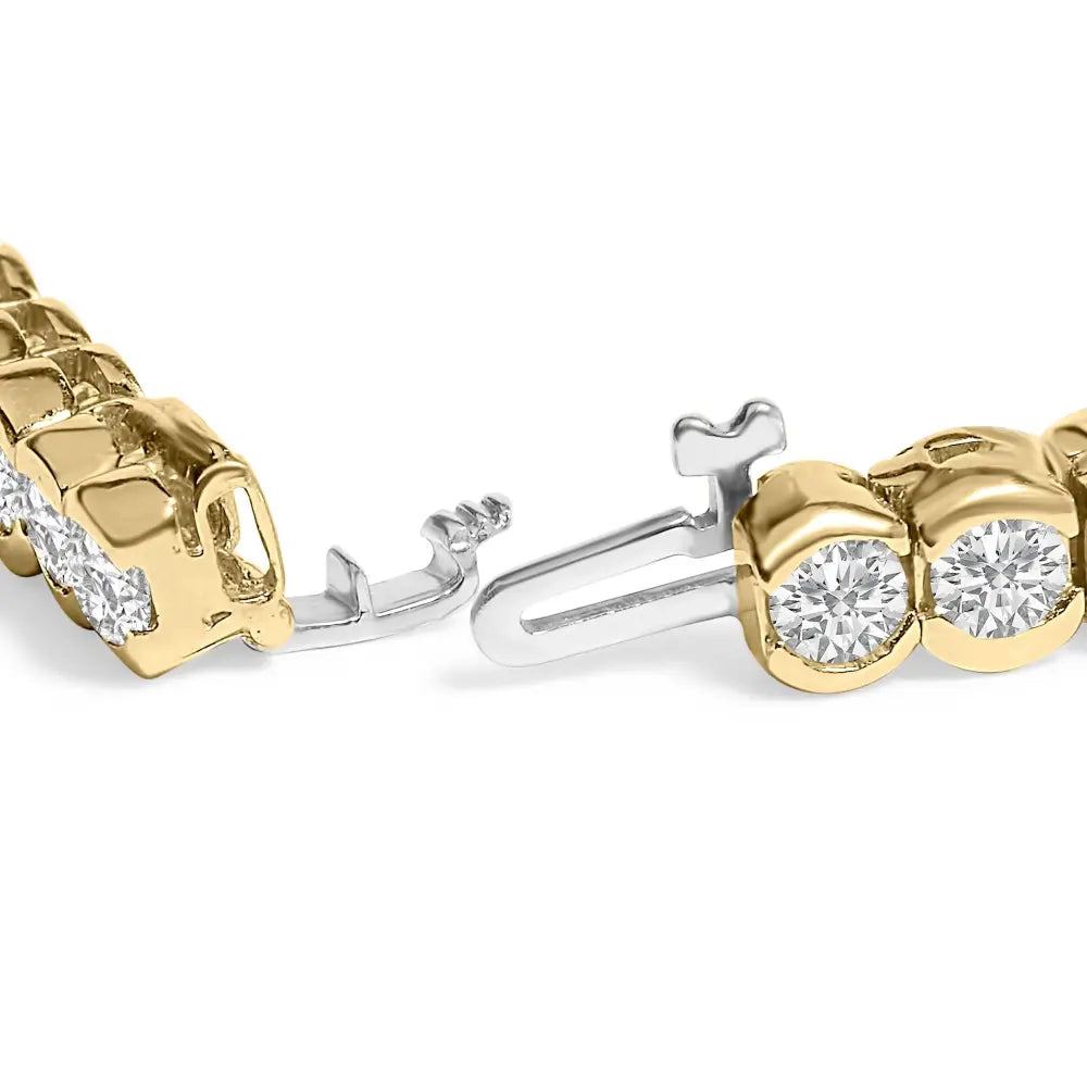 8.00 cttw diamond tennis bracelet in 14k yellow gold 7 inch half bezel bijoux-nyc direct