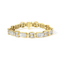 14k yellow gold 9 7/8 cttw princess and baguette diamond tennis bracelet bijoux-nyc direct