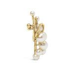 14K Yellow Gold Akoya Cultured Pearl Cluster Swirl Brooch Pin - Bijoux-NYC Direct