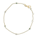 14k yellow gold alternating emerald and diamond bezel station bracelet bijoux-nyc direct