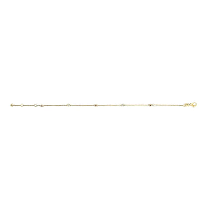 14k yellow gold alternating red ruby and white diamond bezel station chain bracelet (i j color si2 i1 clarity) 7.5’’ inches