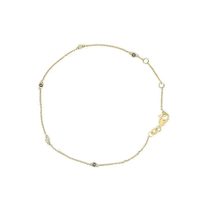14k yellow gold alternating red ruby and white diamond bezel station chain bracelet (i j color si2 i1 clarity) 7.5’’ inches