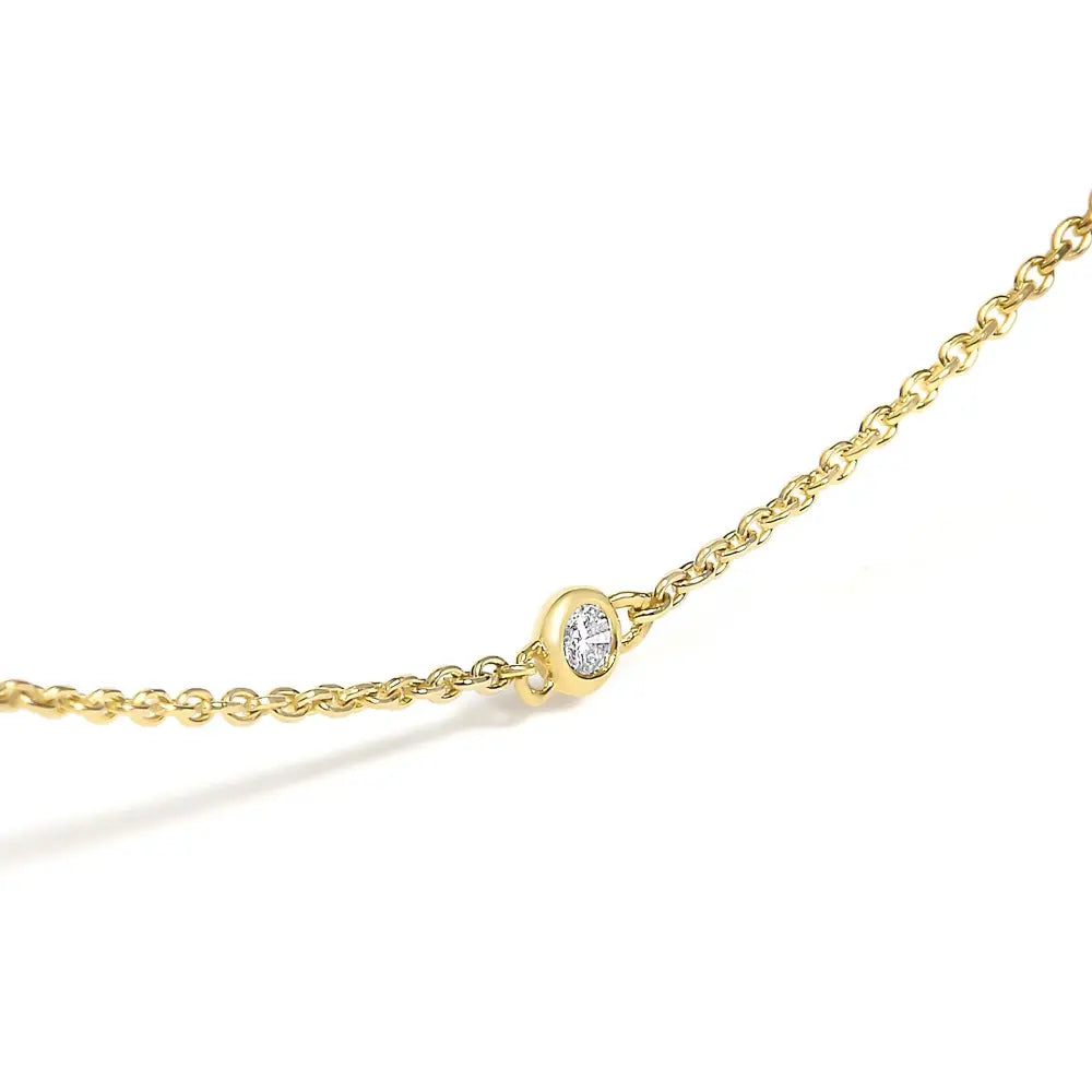 14k yellow gold emerald and diamond bezel station necklace 18 inches bijoux-nyc direct