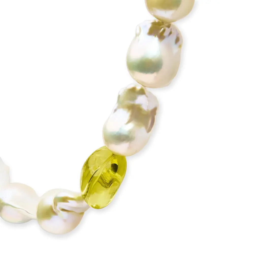 14k yellow gold citrine amethyst and baroque pearl strand necklace 18’’ inches necklaces/non pendant/strands handcrafted