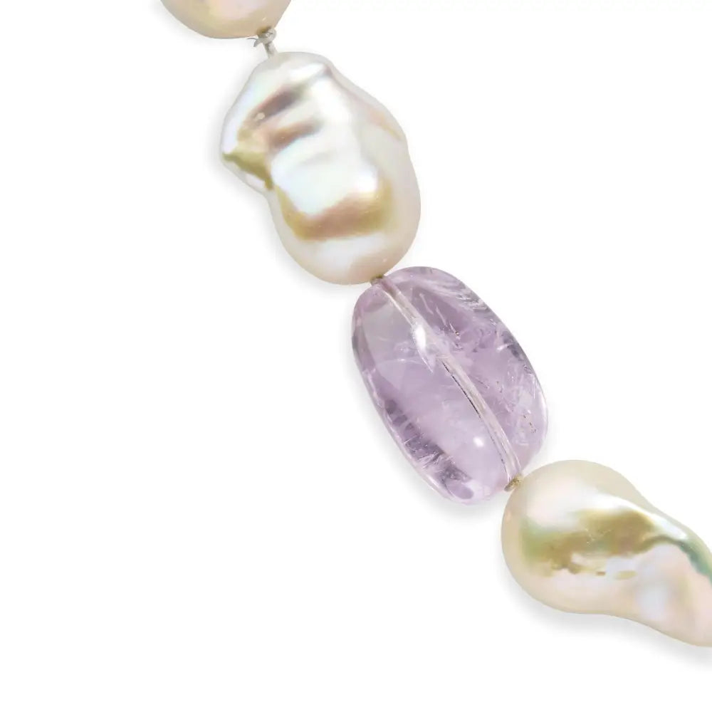14k yellow gold citrine amethyst and baroque pearl strand necklace 18 bijoux-nyc direct