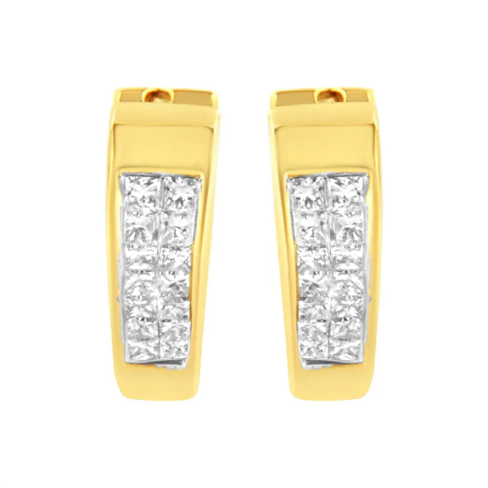 14K Yellow Gold Diamond Huggy Earrings (1/2 cttw, H-I Color, SI2-I1 Clarity) - Bijoux-NYC Direct