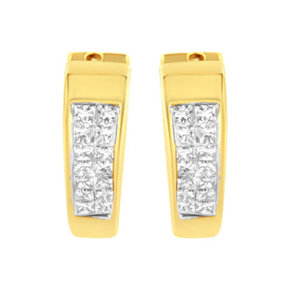 14K Yellow Gold Diamond Huggy Earrings (1/2 cttw, H-I Color, SI2-I1 Clarity) - Bijoux-NYC Direct