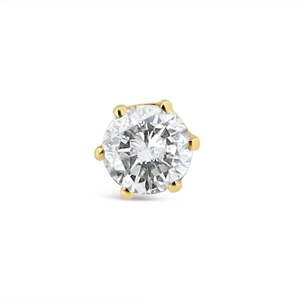 14K Yellow Gold Diamond Solitaire 6-Prong Single Solitaire Stud Earring (3/8 cttw, I-J Color, I2-I3 Clarity) - Bijoux-NYC Direct