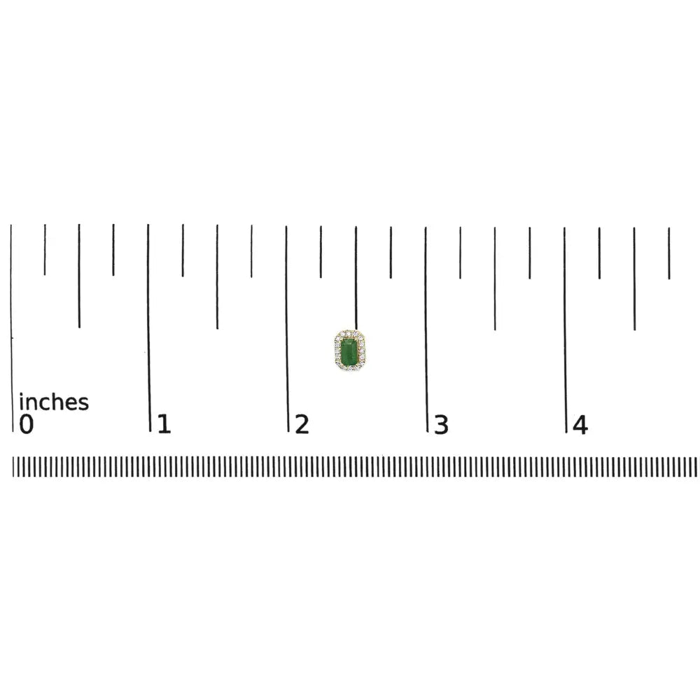 14k yellow gold emerald and 1/8 cttw diamond halo stud earrings bijoux-nyc direct