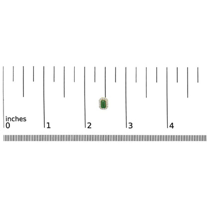 14K Yellow Gold Green Emerald and 1/8 Cttw Diamond Halo Octagonal Shaped Stud Earrings (I-J Color, I1-I2 Clarity) - Bijoux-NYC Direct