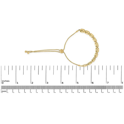 14k Yellow Gold Plated .925 Sterling 5/8 Cttw Diamond Composite Cushion Frame 4”-10” Adjustable Bolo Bracelet (G-H Color, I1-I2 Clarity) - Bijoux-NYC Direct