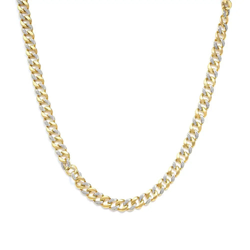 1.0 cttw diamond cuban link necklace in 14k gold over sterling silver 18 bijoux-nyc direct