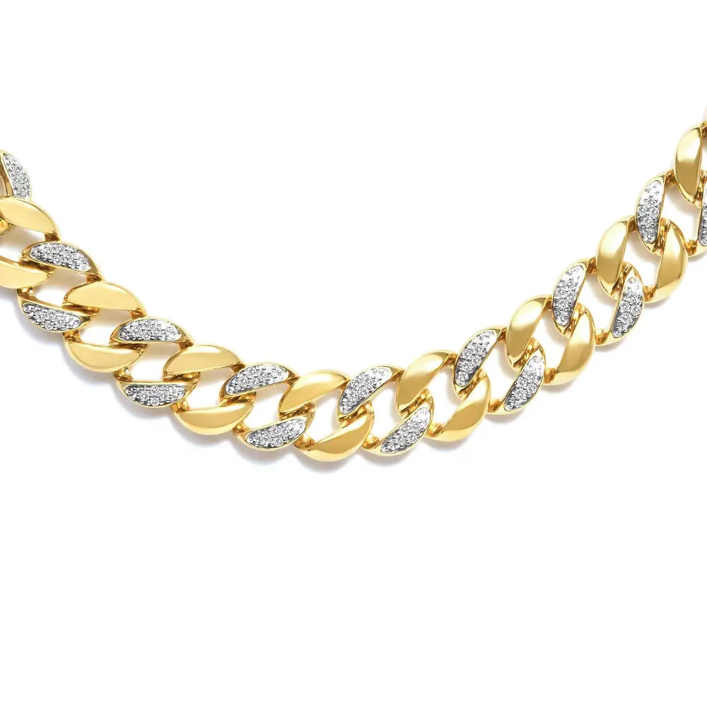 1.0 cttw diamond cuban link necklace in 14k gold over sterling silver 18 bijoux-nyc direct