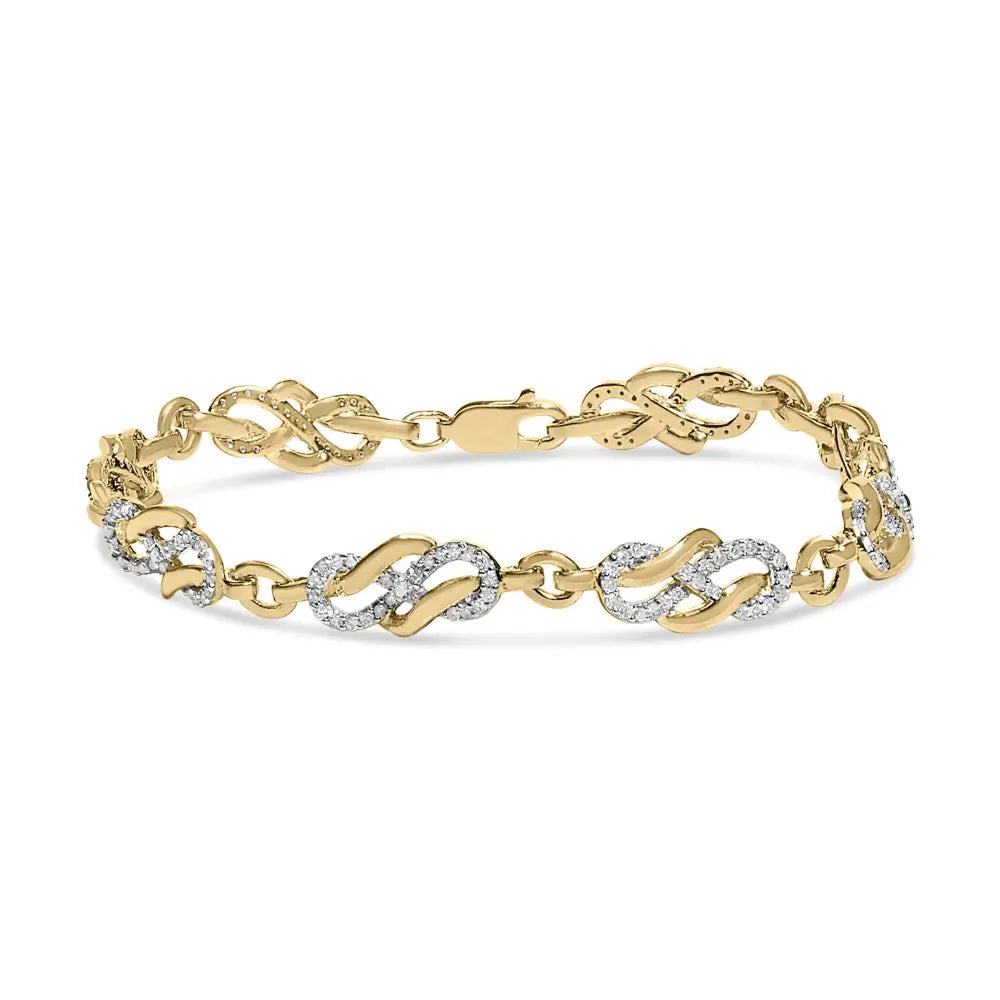 1.0 cttw diamond infinity swirl bracelet in 14k gold over sterling silver bijoux-nyc direct