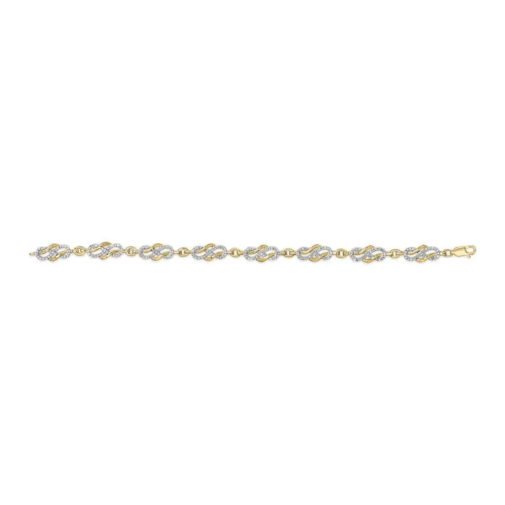 1.0 cttw diamond infinity swirl bracelet in 14k gold over sterling silver bijoux-nyc direct