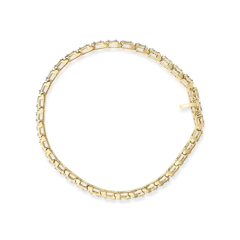 14k yellow gold plated.925 sterling silver 1.0 cttw miracle set diamond milgrain link tennis bracelet (i j color i2 i3 clarity)