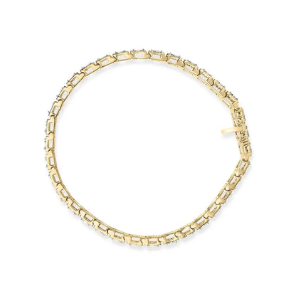 14k yellow gold plated.925 sterling silver 1.0 cttw miracle set diamond milgrain link tennis bracelet (i j color i2 i3 clarity)