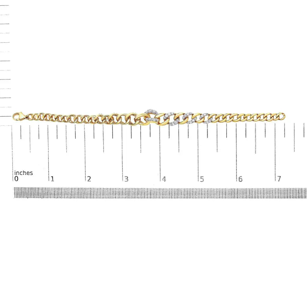 14k yellow gold plated.925 sterling silver 1 1/4 cttw diamond cuban chain link bracelet (i j color i3 clarity) 7.25’’