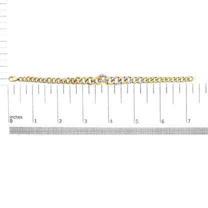 14k yellow gold plated.925 sterling silver 1 1/4 cttw diamond cuban chain link bracelet (i j color i3 clarity) 7.25’’