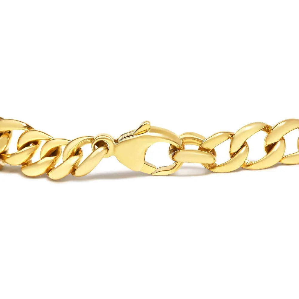 14k yellow gold plated.925 sterling silver 1 1/4 cttw diamond cuban chain link bracelet (i j color i3 clarity) 7.25’’