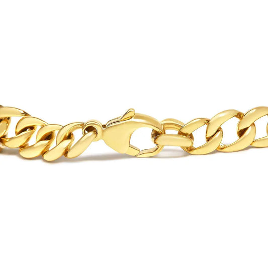 14k yellow gold plated.925 sterling silver 1 1/4 cttw diamond cuban chain link bracelet (i j color i3 clarity) 7.25’’