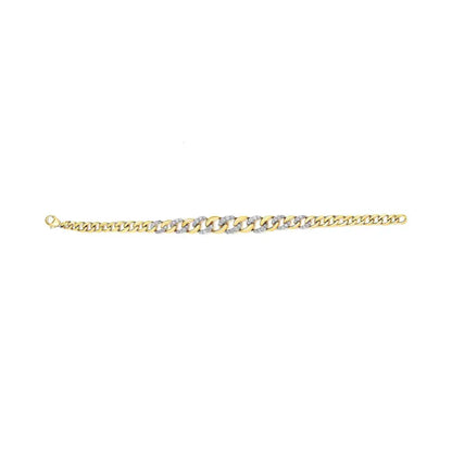 14k yellow gold plated.925 sterling silver 1 1/4 cttw diamond cuban chain link bracelet (i j color i3 clarity) 7.25’’