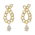14k gold plated silver 1/10 cttw diamond chain link teardrop earrings bijoux-nyc direct