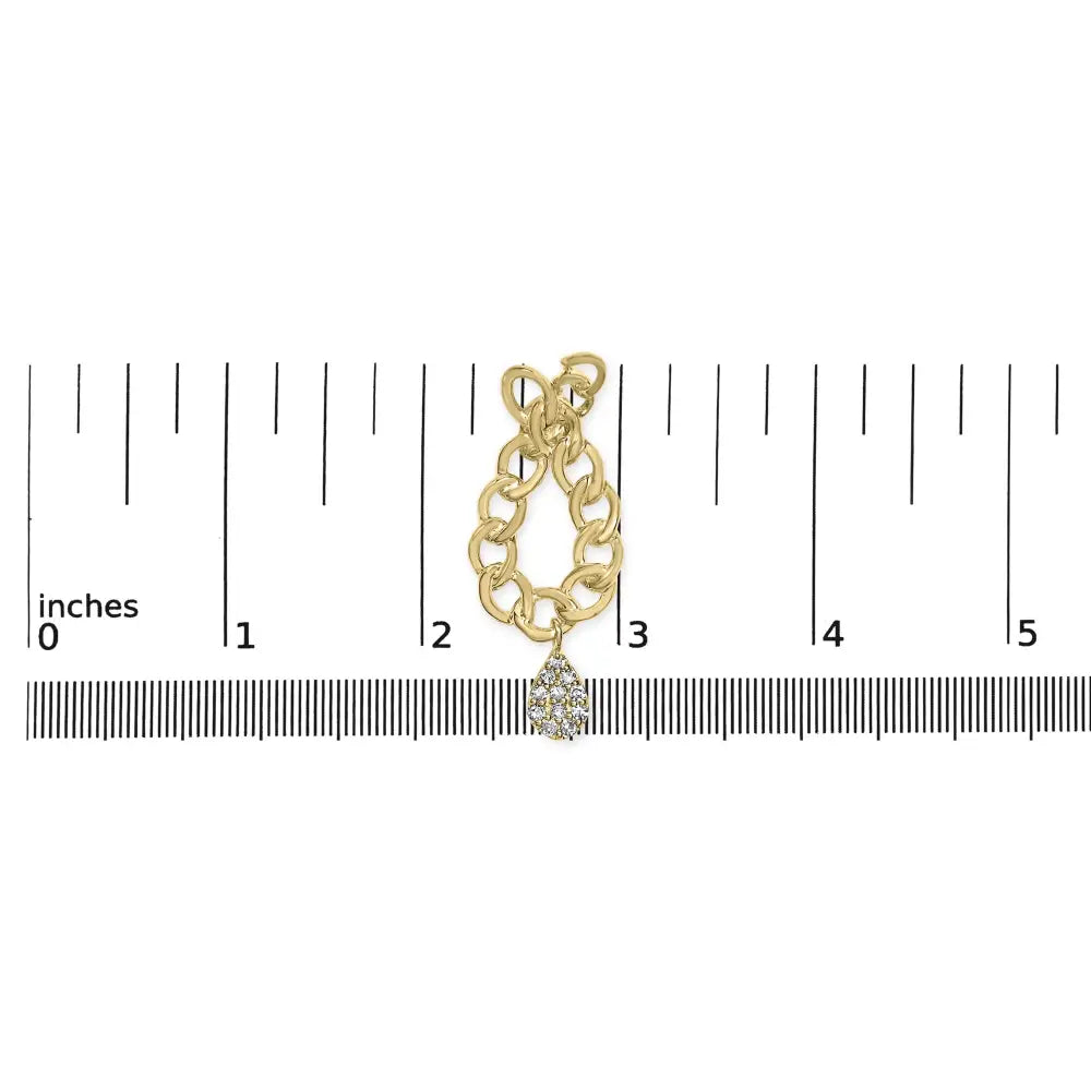 14k gold plated silver 1/10 cttw diamond chain link teardrop earrings bijoux-nyc direct