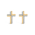 Diamond cross stud earrings in 14k gold plated.925 sterling silver 1/10 cttw bijoux-nyc direct