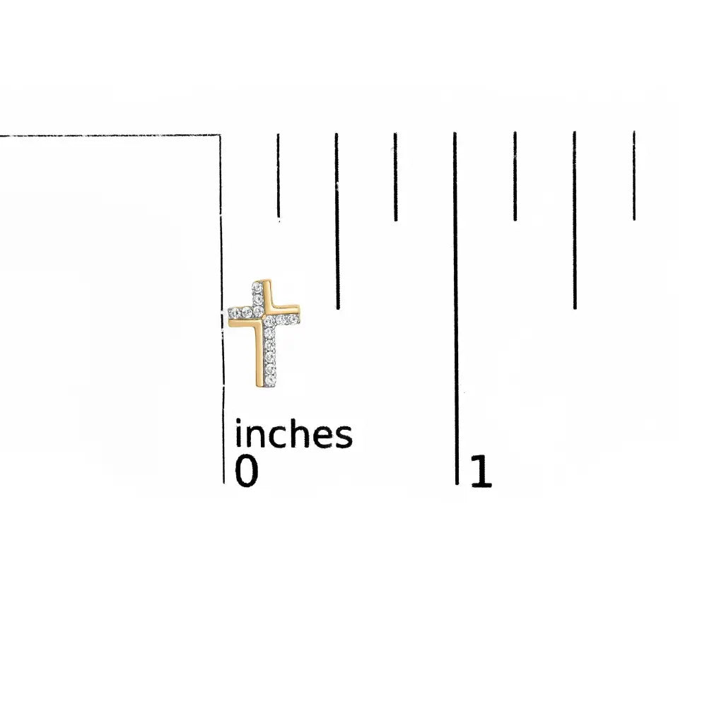 Diamond cross stud earrings in 14k gold plated.925 sterling silver 1/10 cttw bijoux-nyc direct
