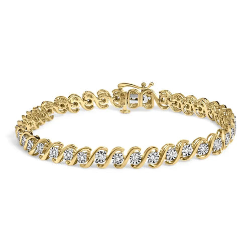 1/2 carat diamond s-curve tennis bracelet in 14k gold plated silver bijoux-nyc direct