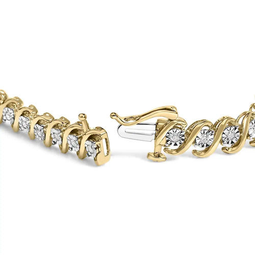 1/2 carat diamond s-curve tennis bracelet in 14k gold plated silver bijoux-nyc direct