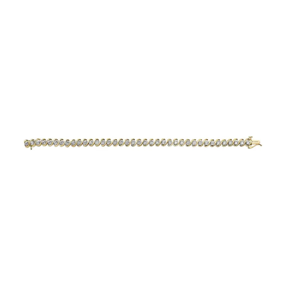 Diamond s-curve tennis bracelet in 14k gold plated sterling silver