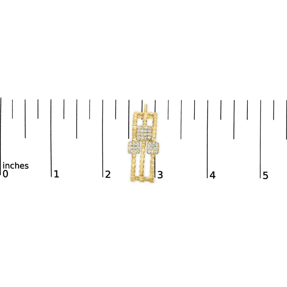 14K Yellow Gold Plated .925 Sterling Silver 1/4 Cttw Diamond Multi-Dimensional Link Dangle Stud Earrings (H-I Color, I1-I2 Clarity) - Bijoux-NYC Direct