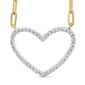 1/4 cttw diamond open heart paperclip necklace in 14k gold plated silver bijoux-nyc direct