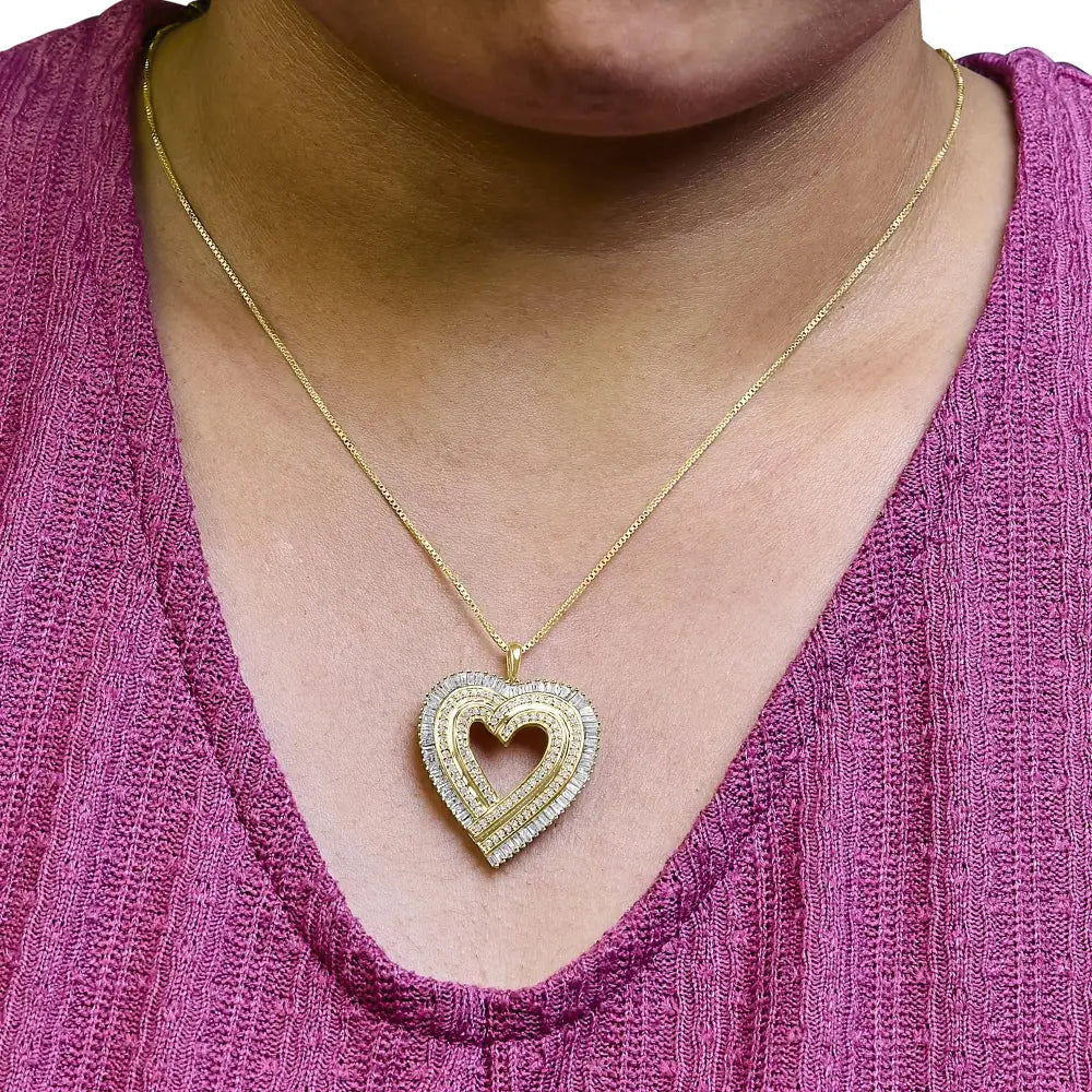 1/4 cttw diamond composite heart pendant in 14k gold plated silver bijoux-nyc direct
