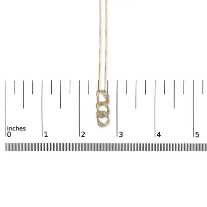 14k yellow gold plated.925 sterling silver 1/6 cttw diamond interlocking triple asymmetric circle hoop 18’’ pendant necklace (h