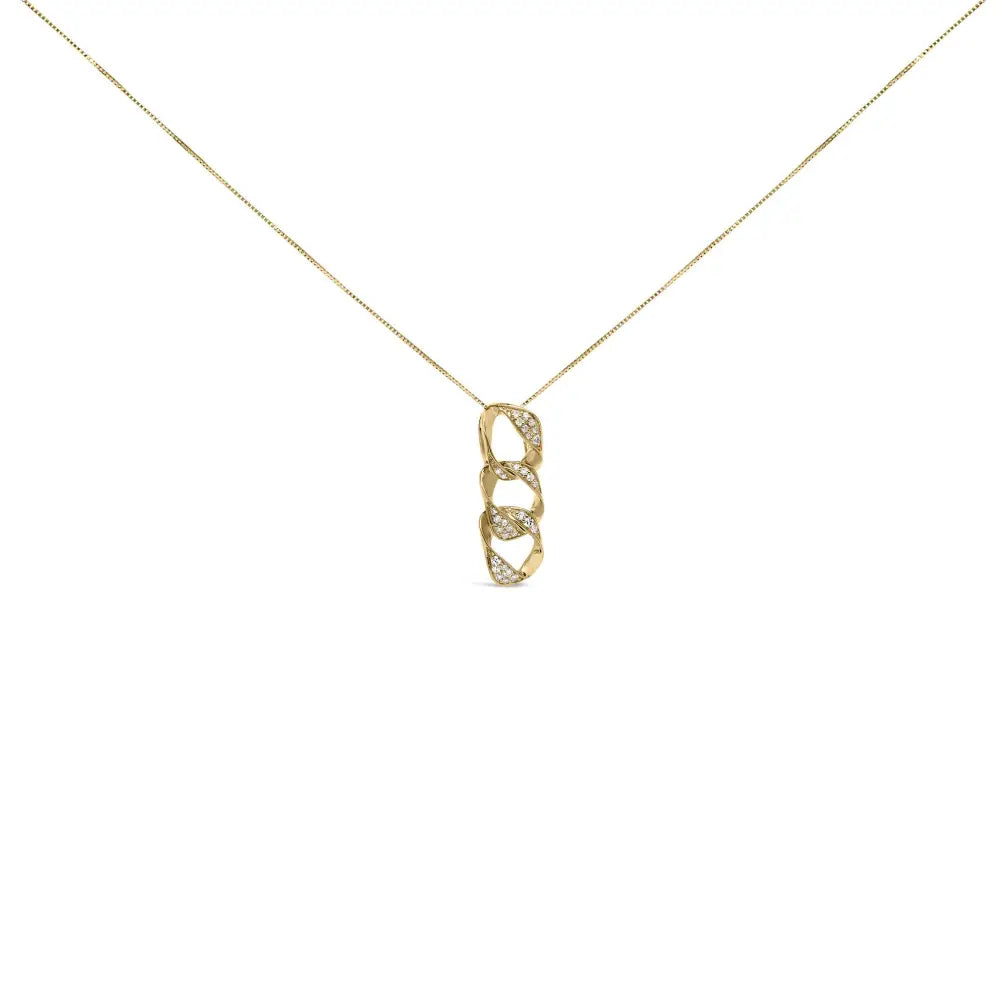 14k gold plated silver 1/6 cttw diamond triple circle pendant necklace bijoux-nyc direct