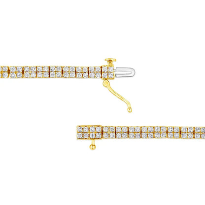 14K Yellow Gold Plated .925 Sterling Silver 3.0 Cttw Diamond Link Bracelet (K-L Color, I2-I3 Clarity) - 7.25" - Bijoux-NYC Direct